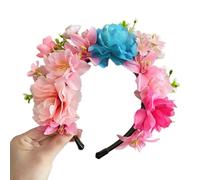 Diadema de flores hecha a mano para decoración del cabello, diadema de festival con flores de seda de doble cara con horquilla para el pelo