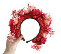 Diadema de flores hecha a mano para decoración del cabello, diadema de festival con flores de seda de doble cara con clip para el pelo, horquilla de seda