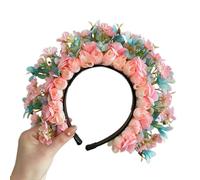 Diadema de flores hecha a mano para decoración del cabello, diadema de festival con flores de seda de doble cara con clip para el pelo, horquilla de seda