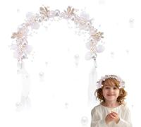 Diadema de Flores Niña Diadema Nupcial Tocado de Flores para el Pelo Niña Corona Comunión para el Cabello para Cumpleaños Fiesta Fotografía Boda + 1 Pulsera Blanca