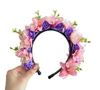 Diadema de flores para decoración del cabello, diadema de festival con flores de seda de doble cara, horquilla para el pelo