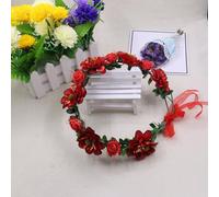 Diadema de flores para mujer, corona de flores de pelo floral, diadema de flores ajustable, accesorio para el pelo de novia, guirnalda floral, para novia, boda, festival, fiesta, playa, rojo
