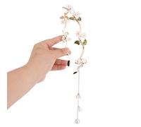 Diadema de Flores para Mujer, Enredadera el Cabello con Hojas Doradas y Perlas Bohemio con Borla Cadena Corona Novia Tocado de Hada Accesorio Floral Cabello para Bodas Fiestas y Cumpleaños