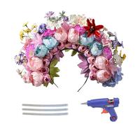 Diadema de flores para mujeres, banda de cabello floral,Hoop de cabello de la corona floral - Jefe de festival, tocado de boda de moda, tadle de disfraces para damas para adultos
