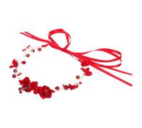 Diadema de Flores Roja Boda, y Graduación para Novia | Tocado Ligero de 37,00×5,00×5,00cm, Estilo Clásico Cristal y Metal, para Cabello Largo o Corto