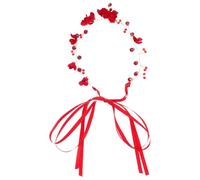 Diadema de Flores Rojas para Mujer, Tocado Novia Elegante | Tamaño 37,00×5,00×5,00cm, Estilo Clásico y Ligero, para Graduación y Sesiones