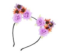 Diadema de Flores, Tocado Resistente para Halloween para Navidad para Carnaval(Morado + naranja)