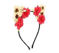 Diadema de Flores, Tocado Resistente para Halloween para Navidad para Carnaval(Rojo + amarillo)