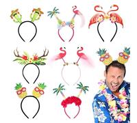 Diadema de flores tropicales - 7 bandas de pelo hawaianas tropicales florales - Accesorios para la cabeza del mar, decoración de disfraces para momentos festivos