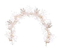 Diadema de Flower Faux Pearl, banda de cristal hecha a mano Corona de la corona de la boda para mujeres Tiara para el cabello Fiesta de cumpleaños de accesorio