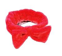 Diadema de forro polar coral para mujer, para lavar la cara, maquillaje, máscara de baño, cosmética, turbante suave, accesorios para el cabello (rojo)