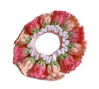 Diadema de ganchillo hecha a mano con diseños florales elástica resistente para mujeres y niñas, trajes elegantes