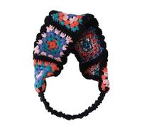 Diadema de ganchillo hueco con cuerda elástica para el pelo, turbante étnico con patrón de flores para niñas, accesorios para fotos
