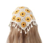 Diadema de ganchillo para mujeres y niñas, decoración étnica, diademas bohemias, flores, bufanda de punto, para vacaciones