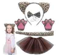 Diadema de gato con estampado de leopardo, diadema de leopardo | Disfraz 5x / Set de leopardo Cat Orees - Con garras tutú animales de cosplay set Bowtie, diadema - disfraz de cosplay