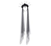 Diadema de Halloween para mujer - 11,81 x 9,45 x 1,97 pulgadas, diadema gótica de rosas negras con velo para mujeres, accesorio de disfraz para carnaval, cosplay, fiestas