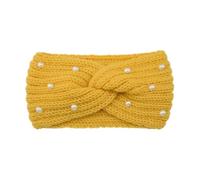 diadema de invierno Diadema ancha con perlas cruzadas for mujer, accesorios for el cabello, gorros deportivos elásticos cálidos de Color sólido for Yoga(Color18)