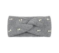 diadema de invierno Diadema de perlas invierno, diadema elástica punto con orejeras cruzadas, turbante ala ancha, accesorio for el cabello for mujeres y niñas(GRAY)
