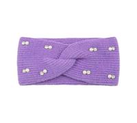 diadema de invierno Diadema de perlas invierno, diadema elástica punto con orejeras cruzadas, turbante ala ancha, accesorio for el cabello for mujeres y niñas(PURPLE)