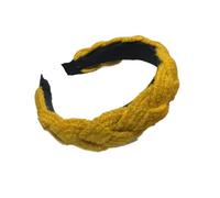 Diadema de lana con paquete de pelo for mujer, diadema tejida de color liso con tejido retorcido, diadema lavada, diadema trenzada(B)