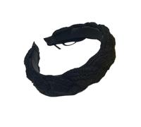 Diadema de lana con paquete de pelo for mujer, diadema tejida de color liso con tejido retorcido, diadema lavada, diadema trenzada(D)