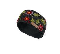 Diadema de lana para mujer, con forro polar, bordado de flores hecho a mano, multicolor, talla única, hecha a mano, comercio justo, hecho a mano, Avena, verde, lila, morado, talla única