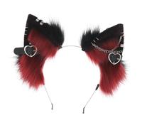 Diadema de lavado facial, diadema de orejas de gato lindas de felpa - Diademas de Halloween cómodas | Diademas de gato con adorno de cadena de corazones de metal para amigos de la familia y