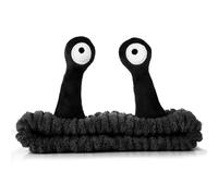 Diadema de lavado facial, diseño de dibujos animados de palma y caracol, bonita diadema elástica de forro polar coral para mujeres, maquillaje, ducha, cuidado de la piel, accesorio de belleza (negro)