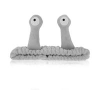 Diadema de lavado facial, diseño de dibujos animados de palma y caracol, bonita diadema elástica de forro polar coral para mujeres, maquillaje, ducha, cuidado de la piel, accesorio de belleza (gris)