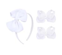 Diadema de lazo blanco y 2 lazos para el pelo de 4 pulgadas, accesorios para el cabello de vuelta a la escuela para niñas pequeñas y niñas pequeñas (blanco)
