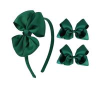 Diadema de lazo verde y 2 lazos para el cabello de 4 pulgadas, accesorios para el cabello de vuelta a la escuela para niñas pequeñas y niñas pequeñas (verde)