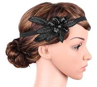 Diadema de Lentejuelas Negras, Banda Pelo de Plástico