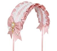 Diadema de lolita, encaje negro con dije cruzado, accesorio para el cabello de sirvienta dulce para moda lolita, cosplay, fiesta(rosas)