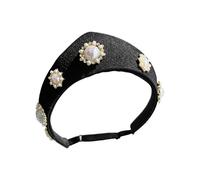 Diadema de lujo con detalles de perlas con cómodo poliéster, accesorio perfecto para cenas, citas y ocasiones formales, diadema retro tipo coronilla