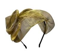Diadema de malla estética con lazo para mujeres y niñas, diadema francesa para fiesta de noche, tocado para peinar el cabello, aro de encaje