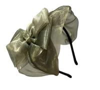Diadema de malla para mujer con lazo de encaje francés, elegante diadema para vestido de noche, accesorios de fiesta, aro de malla