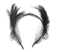 Diadema de malla y plumas para mujer, decoración étnica para el pelo, para Halloween, boda, fiesta, novia, accesorios para el cabello, diademas étnicas para mujer