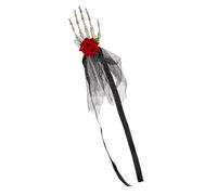 Diadema de mano de esqueleto, tocado punk con flor de rosa, horquillas de calavera con rosas, pasadores de pelo de calavera de Halloween para accesorios, decoración de disfraces
