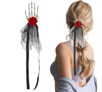 Diadema de mano esqueleto, tocado de flores góticas | Tocado punk con garra de hueso de mano de esqueleto,Horquillas para el pelo con diseño de flores góticas, joyas para el pelo con pinza para el pel