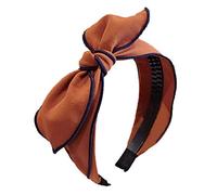 Diadema de maquillaje - Sweet Women Bowknot Hair Hoop Color sólido Diadema de tela ancha Party HeadTwine - Azul(Brick Red)