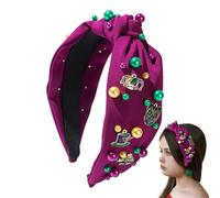 Diadema de Mardi Gras - Moda de diademas anchas para mujer | Diadema gruesa de diferentes colores con nudo Jeweled Carnival Parade para trajes de carnaval