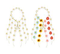 Diadema de margarita de 2 piezas, diadema boho, diadema de flor de margarita, diadema floral ajustable, diadema scrunchie, diadema de girasol