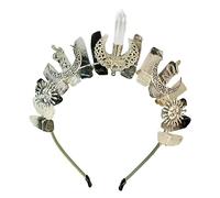 Diadema de metal con diseño de Dios griego y cuarzo natural, para primavera, boda, fiesta, novia, estilo tocado, cristal de cuarzo