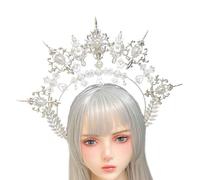 Diadema de metal hecha a mano con perlas dulces para fiestas temáticas y eventos fotográficos, tocado coronado hecho a mano