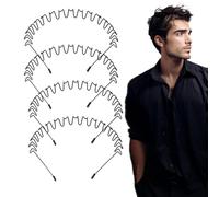Diadema de metal para hombre, diadema para hombre, 4 diademas de metal ondulado para hombres y mujeres, diadema para hombre, diadema invisible, diadema de alambre en espiral para deportes al aire