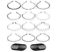 Diadema De Metal Para Hombres | Juego de 12 Unidades Ajustables Cómodas Ligeras - Kit De Bandas Deportivas Cabello Ondulado,Para Mujeres Familia Amigos Running Yoga Ciclismo Hogar Interior Exterior De