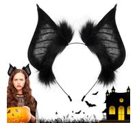 Diadema de murciélago de Halloween, aro de orejas de cosplay, accesorio negro peludo, bonito accesorio decorativo para disfraz de Halloween, elástico suave