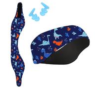 Diadema de natación infantil, diadema elástica con tapones para los oídos de protección para la natación y otros deportes acuáticos (Dinosaurio, S)