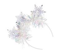 Diadema de Navidad con diseño de copo de nieve blanco con diamantes de imitación brillantes para mujeres y niñas, fiesta de invierno