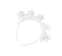 Diadema de Navidad con diseño de copo de nieve blanco con diamantes de imitación brillantes para mujeres y niñas, fiesta de invierno